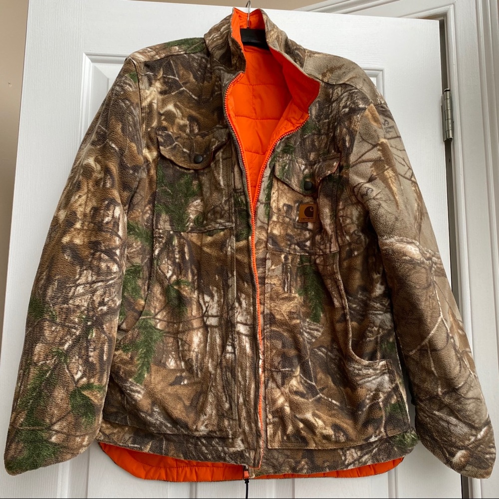 Carhartt  reversible orange camo fleece jacket